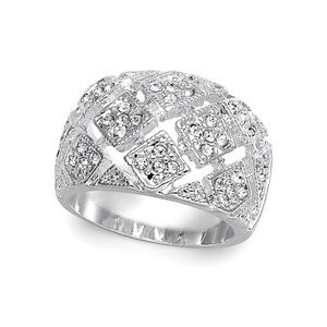 3/$30 ❤️ Crystal Mesh Basketweave Silver Plate Sparkly Ring by Charter Club Sz 7